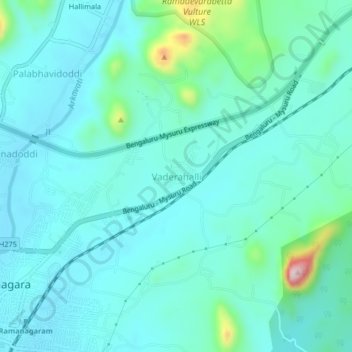 Vaderahalli topographic map, elevation, terrain