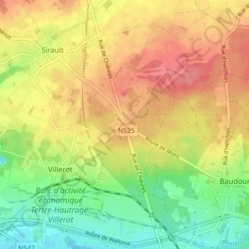 Croix-Caillaux topographic map, elevation, terrain