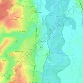 Les Guenaudins topographic map, elevation, terrain