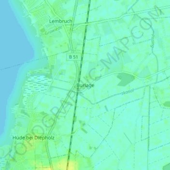 Burlage topographic map, elevation, terrain