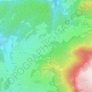 Tiosels topographic map, elevation, terrain