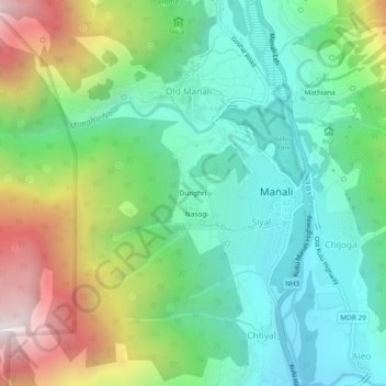 Dunghri topographic map, elevation, terrain