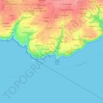 Le Minou topographic map, elevation, terrain