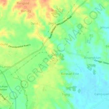 Cafe topographic map, elevation, terrain