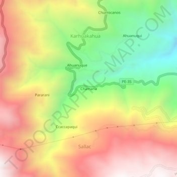 Chamana topographic map, elevation, terrain