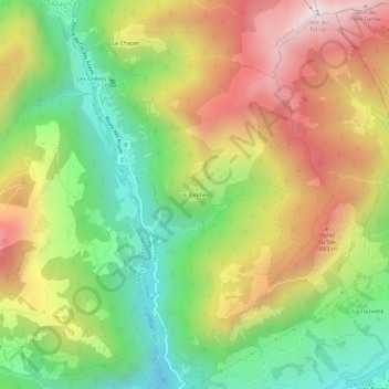 Le Tandieu topographic map, elevation, terrain