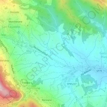 Serea topographic map, elevation, terrain