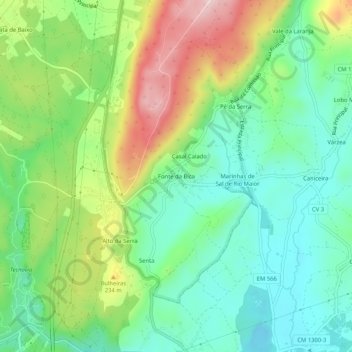 Fonte da Bica topographic map, elevation, terrain