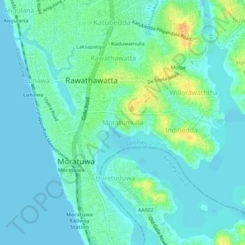 Moratumulla topographic map, elevation, terrain