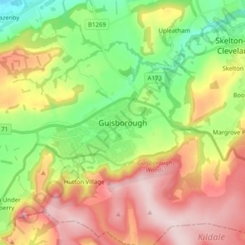 Guisborough topographic map, elevation, terrain