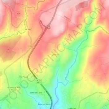 Custilhão topographic map, elevation, terrain