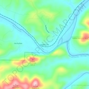 Buffalo City topographic map, elevation, terrain