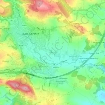 Simling topographic map, elevation, terrain