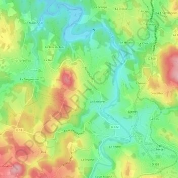 Utiac topographic map, elevation, terrain