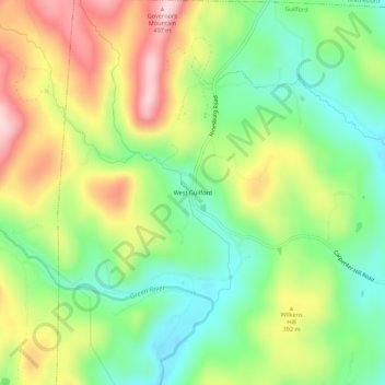 West Guilford topographic map, elevation, terrain