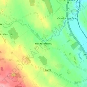 Newton Reigny topographic map, elevation, terrain