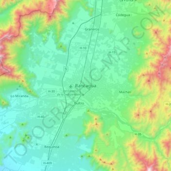 Rancagua topographic map, elevation, terrain