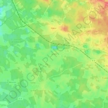 Le Bret topographic map, elevation, terrain
