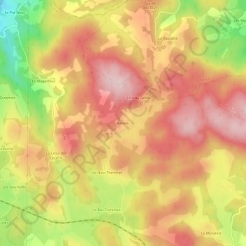 Bezeau topographic map, elevation, terrain