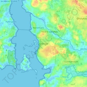 Jyllinge topographic map, elevation, terrain