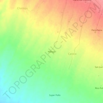 Malaga topographic map, elevation, terrain