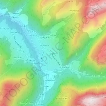 Le Villard topographic map, elevation, terrain