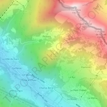 Le Saix topographic map, elevation, terrain