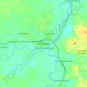 Sarolangun topographic map, elevation, terrain