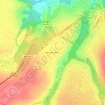 Parque de Emas topographic map, elevation, terrain