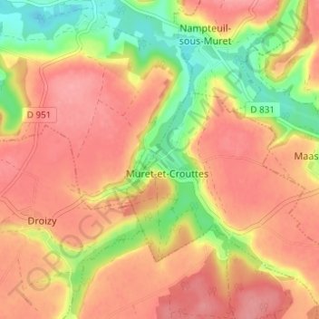 Muret topographic map, elevation, terrain