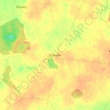 Rybowo topographic map, elevation, terrain