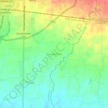 San Andres topographic map, elevation, terrain