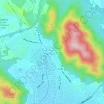Perkampungan Semambu topographic map, elevation, terrain