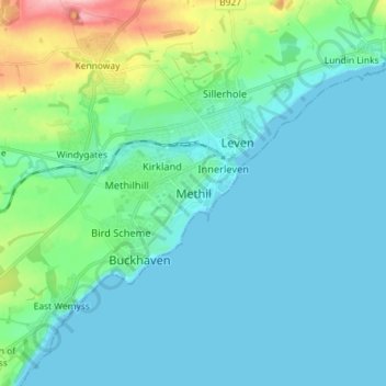Methil topographic map, elevation, terrain