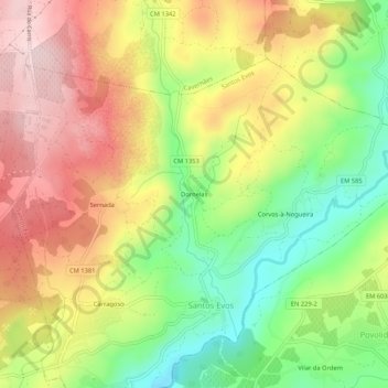 Dornelas topographic map, elevation, terrain