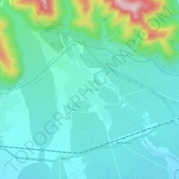 Bagrakote topographic map, elevation, terrain