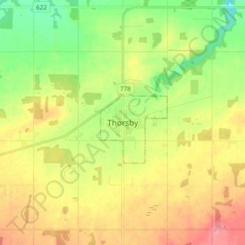 Thorsby topographic map, elevation, terrain