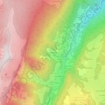 La Croizette topographic map, elevation, terrain