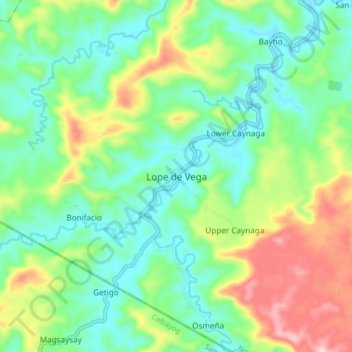 Lope de Vega topographic map, elevation, terrain