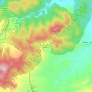 Douars Lahouafi topographic map, elevation, terrain