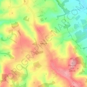 Acton Green topographic map, elevation, terrain