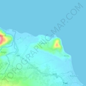 Putsan topographic map, elevation, terrain