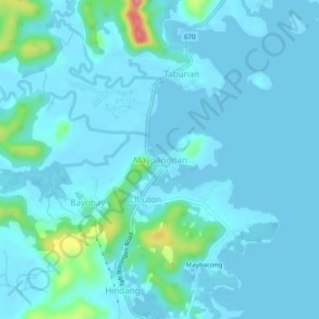Maypangdan topographic map, elevation, terrain
