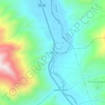 Vichaycoto topographic map, elevation, terrain