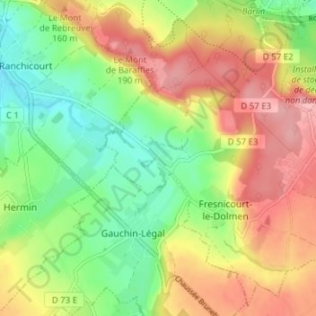 Olhain topographic map, elevation, terrain