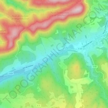 Aux Aulnois topographic map, elevation, terrain