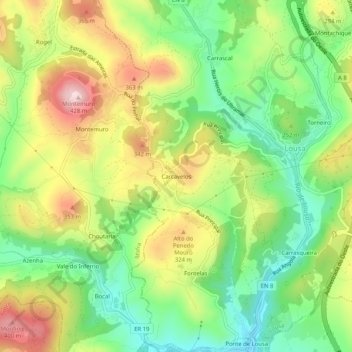 Carcavelos topographic map, elevation, terrain