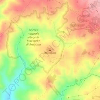 Maccalube topographic map, elevation, terrain