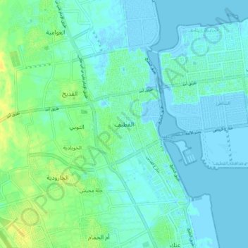 Qatif topographic map, elevation, terrain