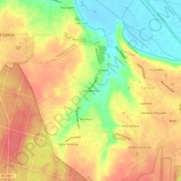 Carvalheiros topographic map, elevation, terrain